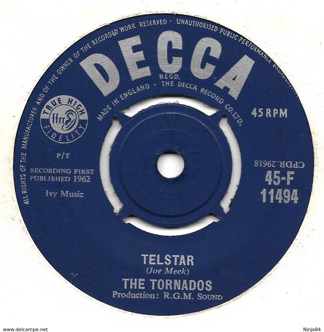 SP 45 RPM (7")   The Tornados  "  Telstar  "  Angleterre - Strumentali