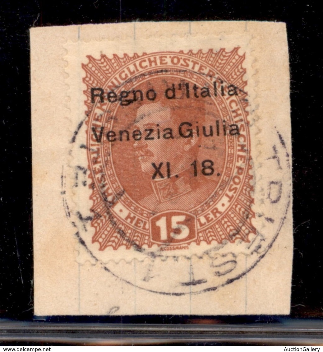 OCCUPAZIONI - VENEZIA GIULIA - 1918 - 15 Heller (6s) Senza 3 - Usato Su Frammento (90+) - Other & Unclassified