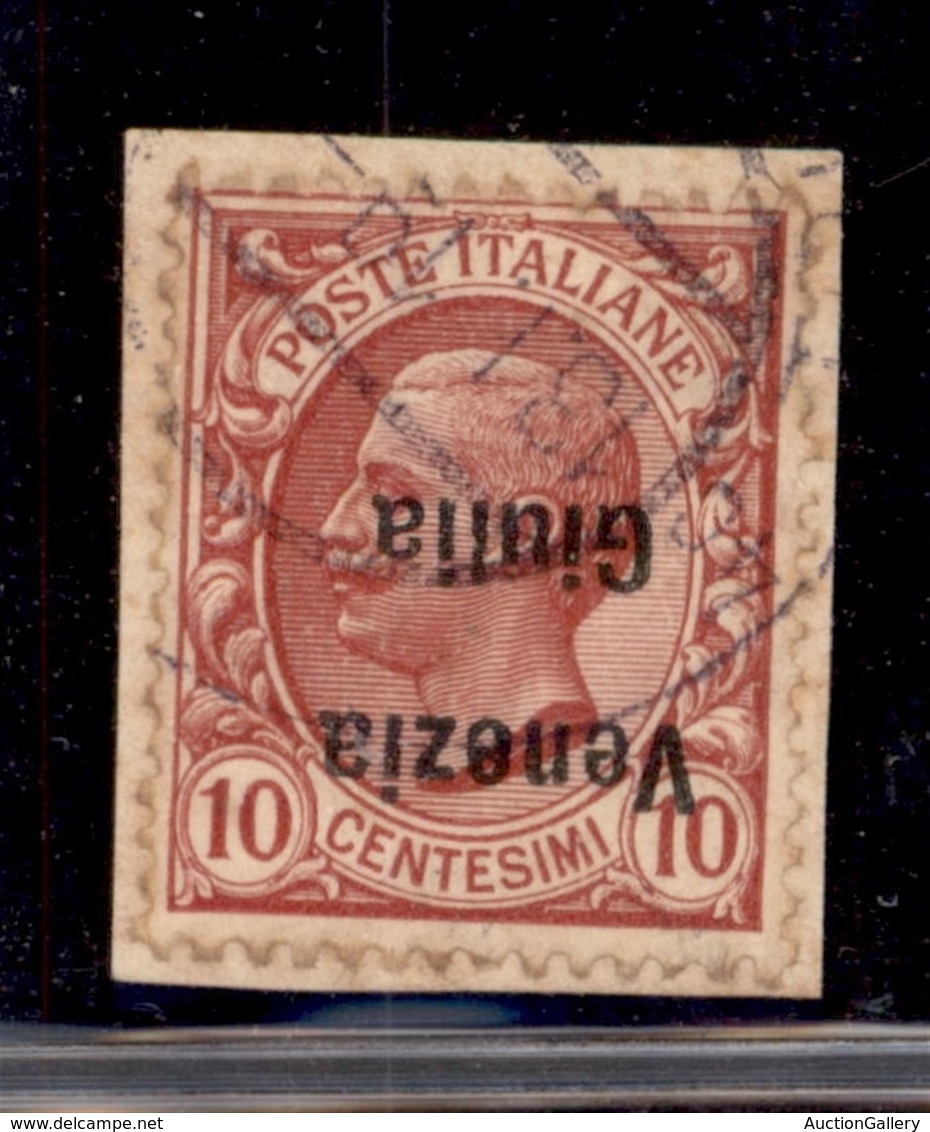 OCCUPAZIONI - VENEZIA GIULIA - 1918 - 10 Cent (22a) Con Soprastampa Capovolta Usato Su Frammento (150) - Sonstige & Ohne Zuordnung