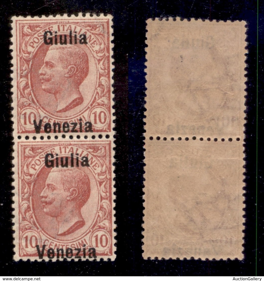 OCCUPAZIONI - VENEZIA GIULIA - 1918 - 10 Cent (22d) - Coppia Verticale Giulia Venezia - Gomma Integra - Sonstige & Ohne Zuordnung