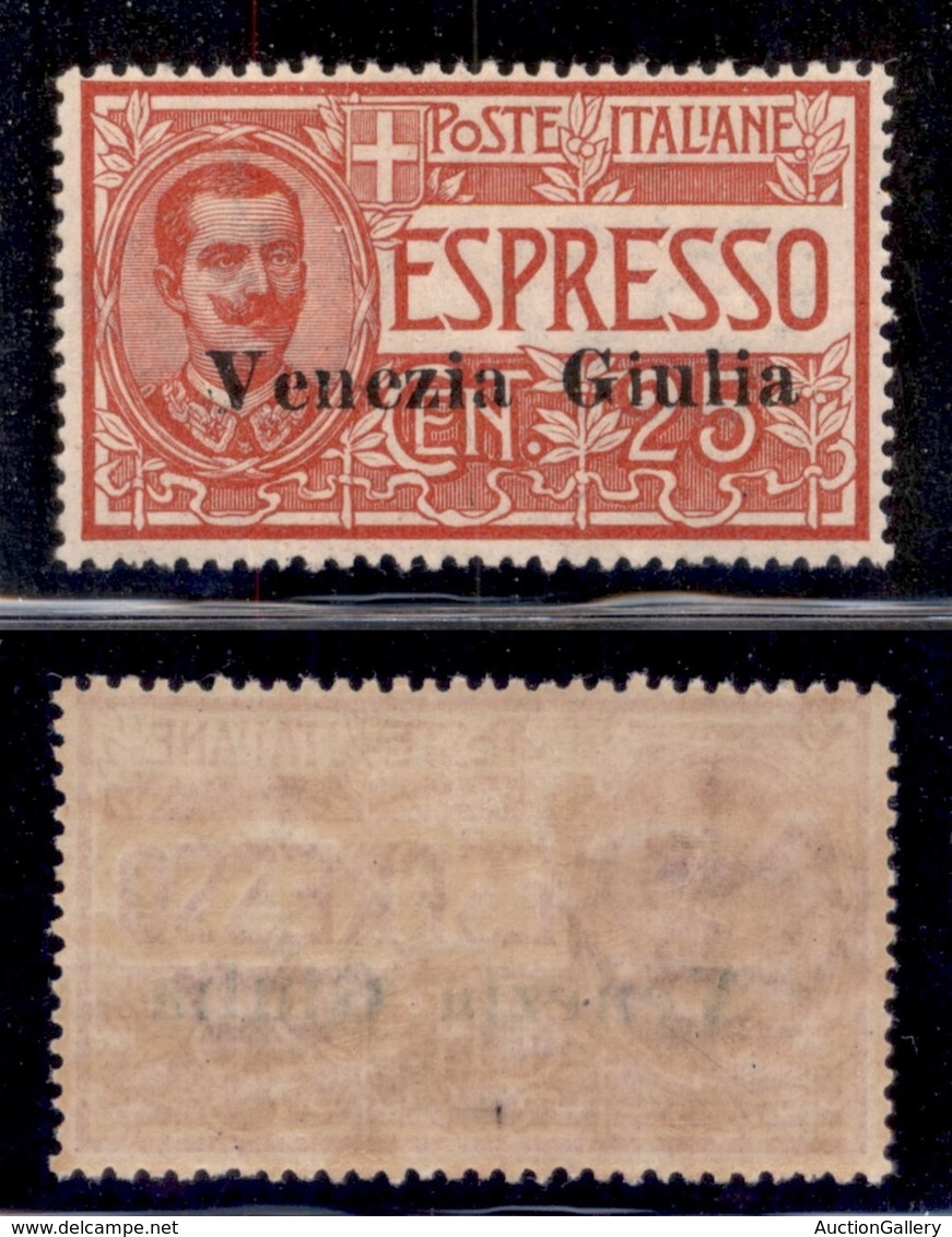 OCCUPAZIONI - VENEZIA GIULIA - 1919 - Espressi - 25 Cent (1) - Gomma Originale Con Invisibile Traccia Di Linguella - Ben - Andere & Zonder Classificatie