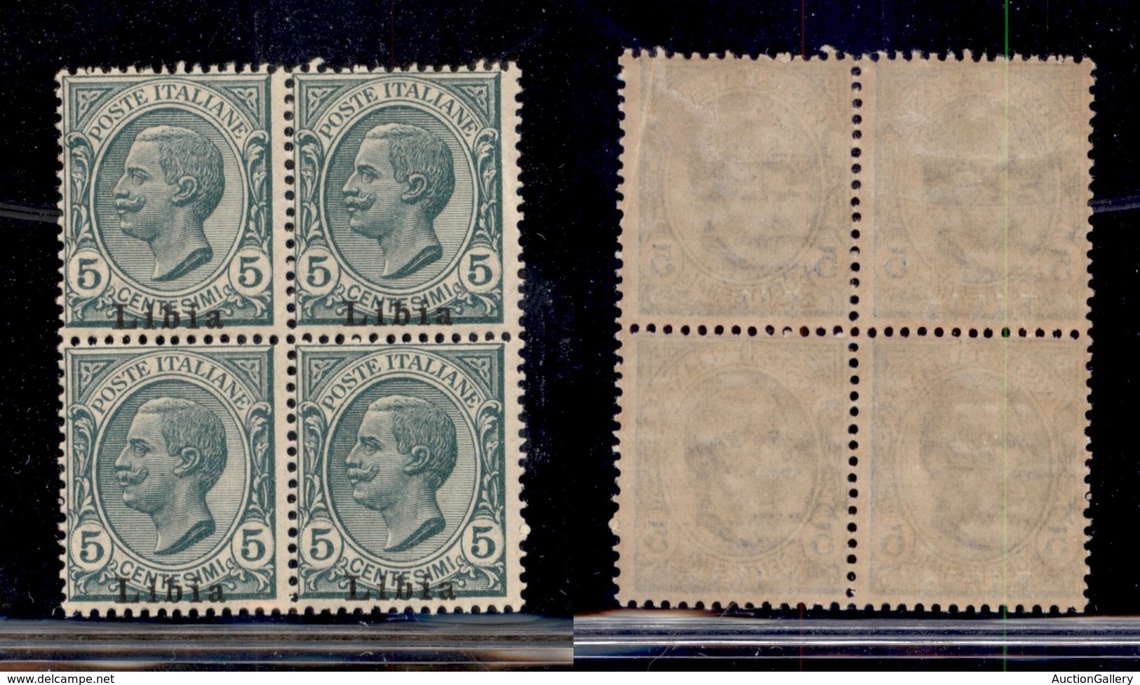 COLONIE - LIBIA - 1912 - 5 Cent Leoni (3m) - Coppia Con Soprastampe In Basso - Gomma Integra (150) - Andere & Zonder Classificatie