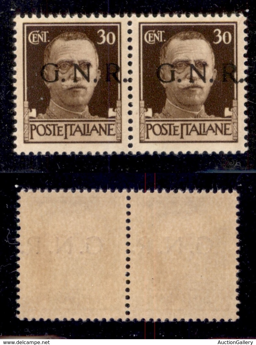 REPUBBLICA SOCIALE - GNR VERONA - 1944 - 30 Cent (475hab + 475 Errore Hac) - Coppia Con Soprastampe Spostate - Punto Gro - Sonstige & Ohne Zuordnung