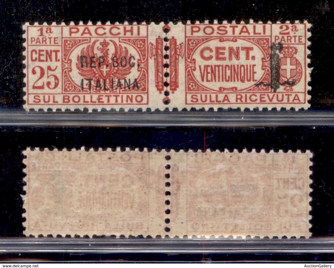 REPUBBLICA SOCIALE - SERVIZI - 1944 - Pacchi Postali - 25 Cent (38a) Con Soprastampa Corta - Gomma Integra (90) - Sonstige & Ohne Zuordnung