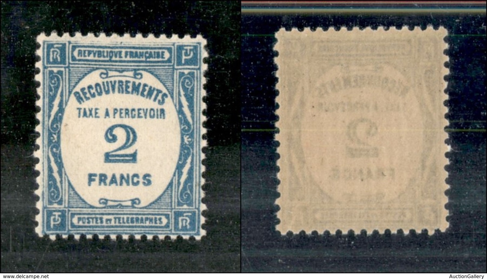 EUROPA - FRANCIA - 1927 - 2 Franchi (61 - Segnatasse) - Gomma Integra (130) - Sonstige & Ohne Zuordnung