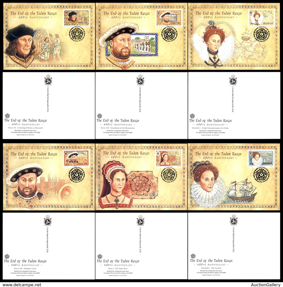 EUROPA - GUERNSEY - Tudor (1068/1073) - Serie Completa In 6 Cartoline FDC 15.9.03 - Andere & Zonder Classificatie