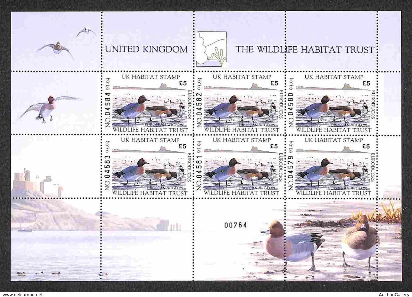 EUROPA - UNITED KINGDOM - 1993/94 - Minifoglio “The Wildlife Habitat Trust” European Wigeon - Gomma Integra - Other & Unclassified