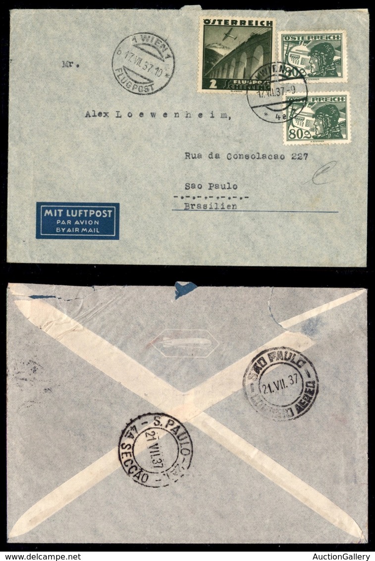 POSTA AEREA - AEROGRAMMI - PRIMI VOLI - AUSTRIA - 1937 (17 Luglio) - Aerogramma Da Vienna A San Paolo - Sonstige & Ohne Zuordnung