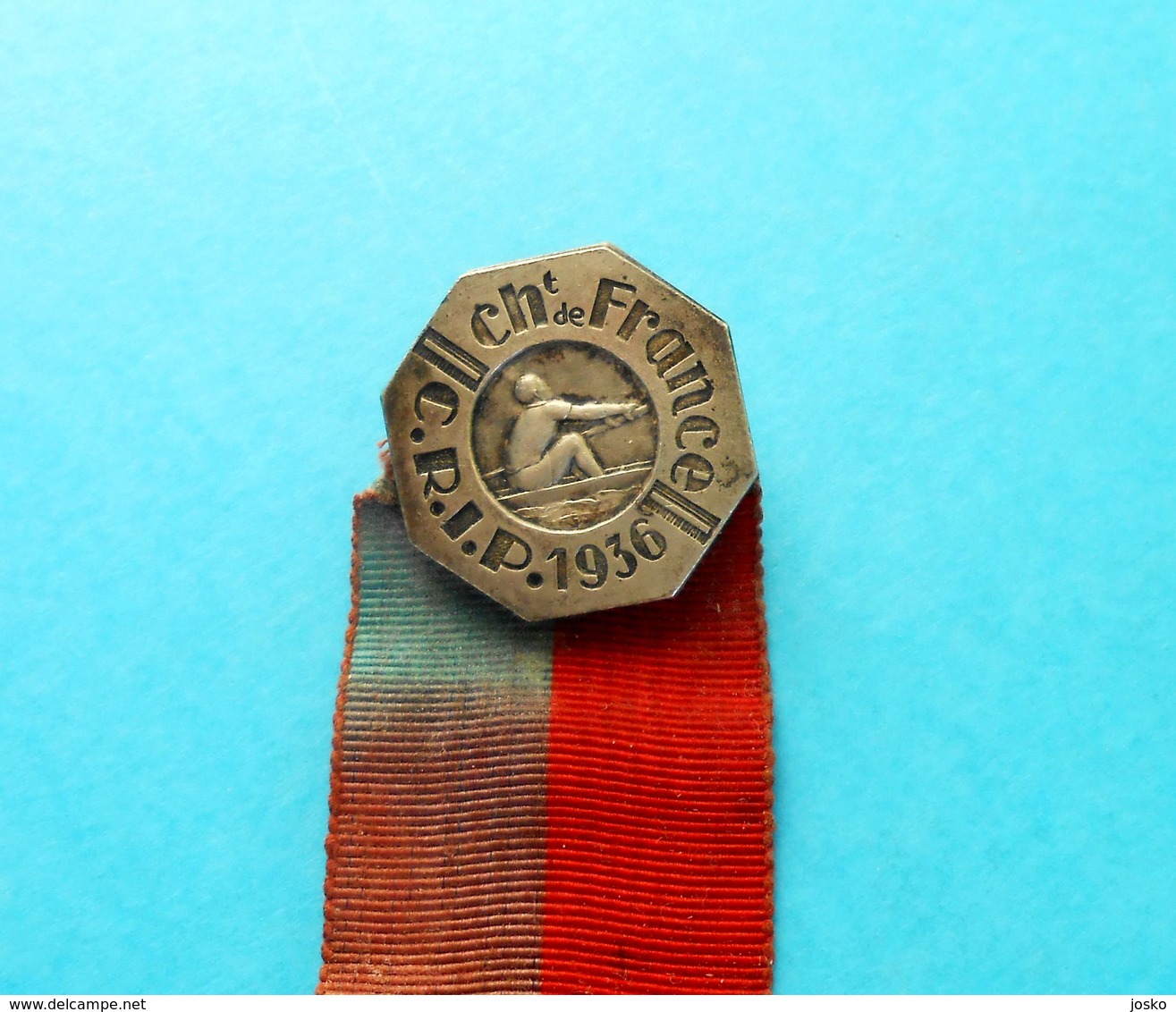 1936 FRENCH ROWING CHAMPIOSHIPS Old Participation Badge * Aviron Rudersport Rudern Rudernd Ruder Remo Remare Canottaggio - Roeisport