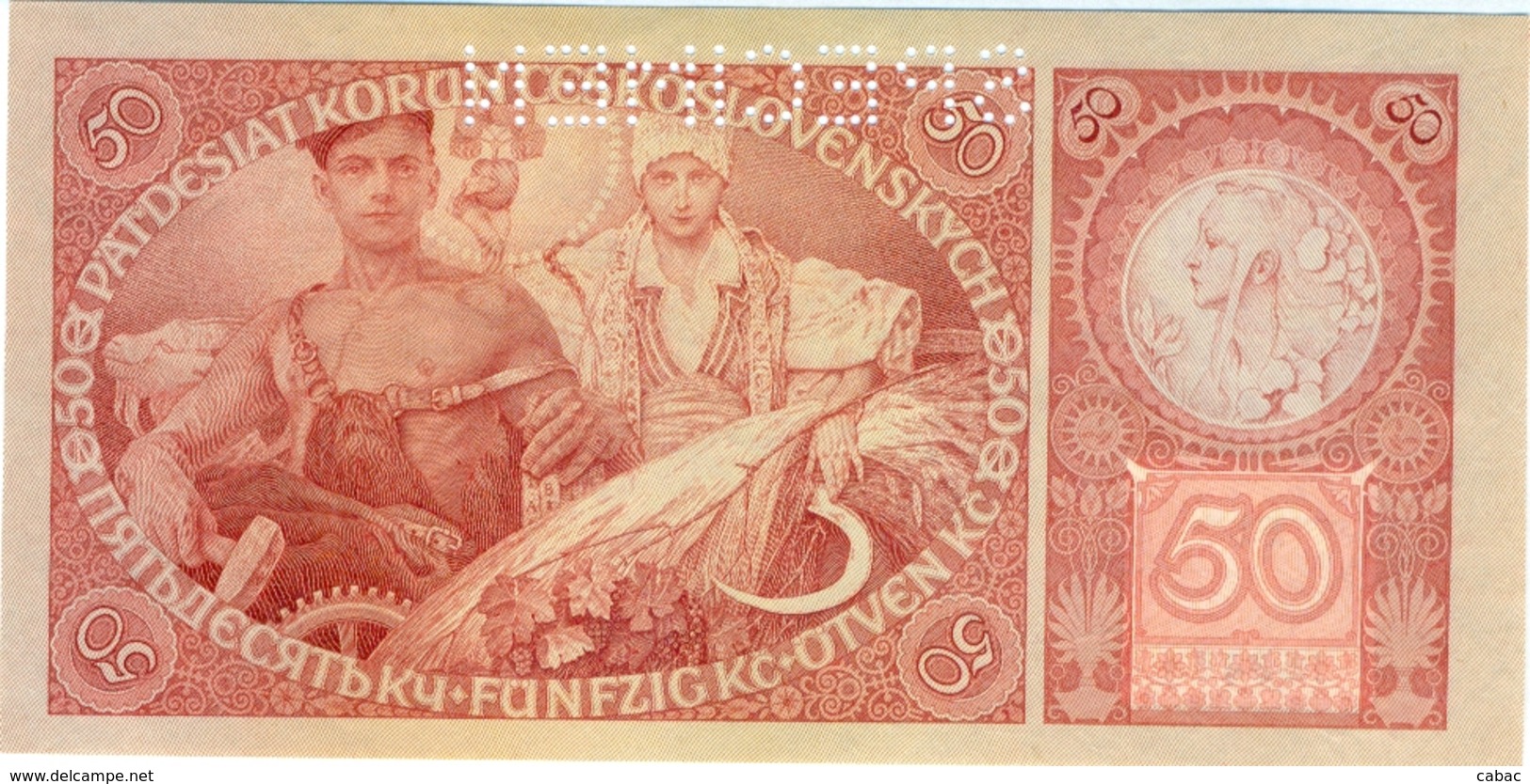 Czechoslovakia, 50 Korun, 1929, SPECIMEN,  Narodna Banka Češkoslovenska, Patdesiat Korun, Kronen, Pravda Vitezi, čislo - Checoslovaquia