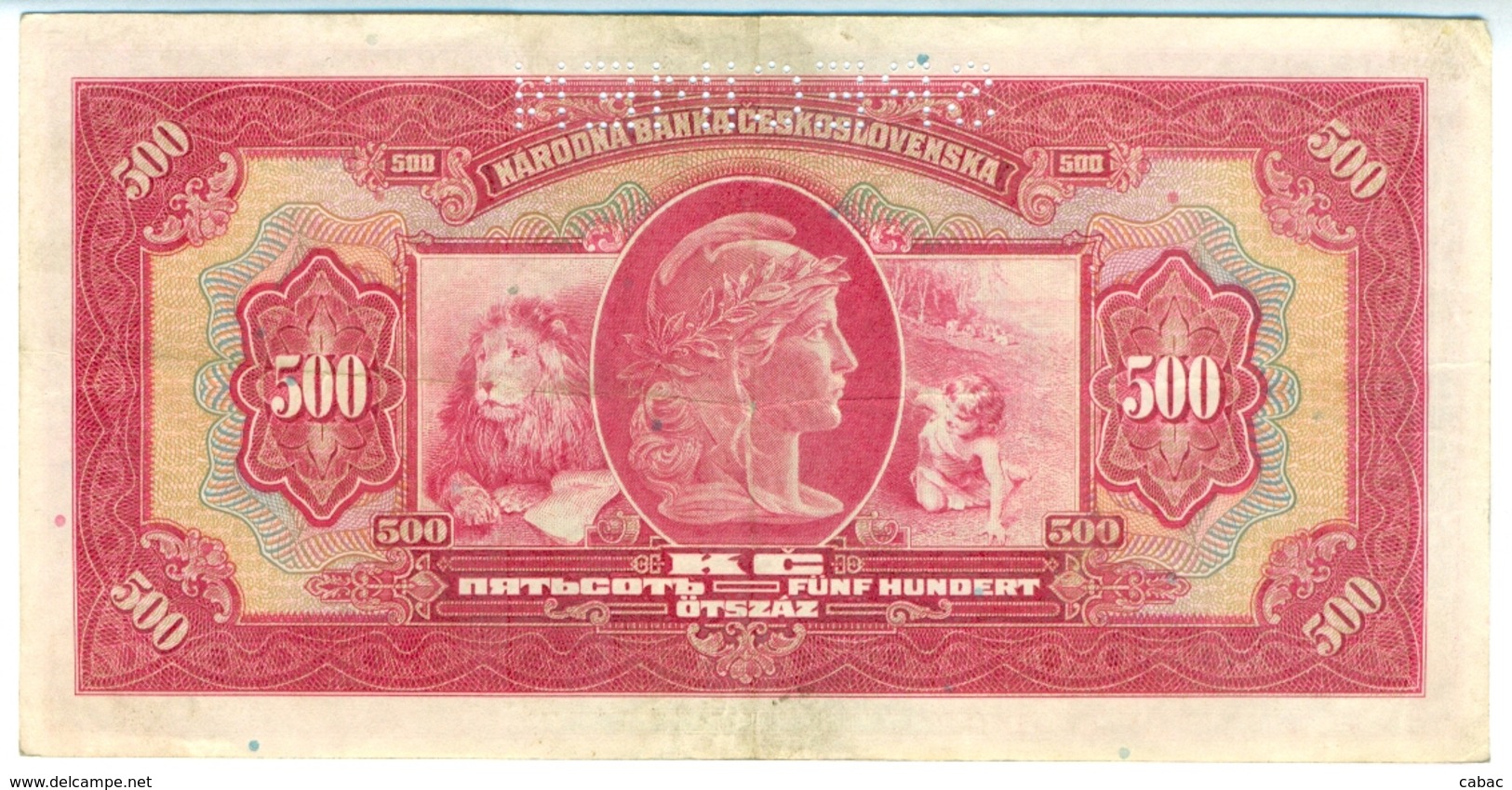 Czechoslovakia, 500 Korun, 1929, SPECIMEN, Narodna Banka Češkoslovenska, Patsto Korun, Serie E, RARE! - Checoslovaquia