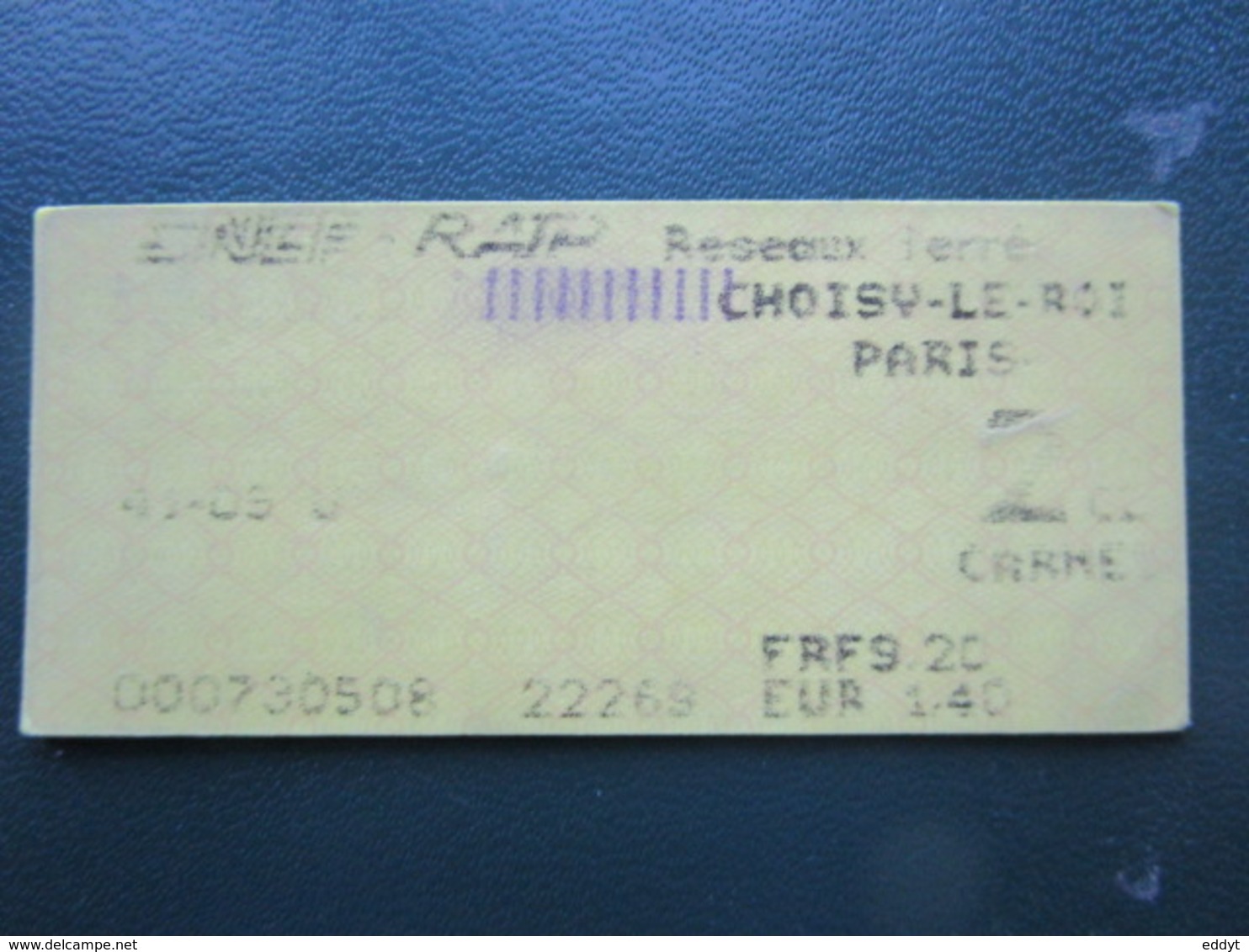 TICKET  SNCF  RATP RER Métro -  PARIS - CHOISY LE ROI -  2 Classe TBE - Mondo