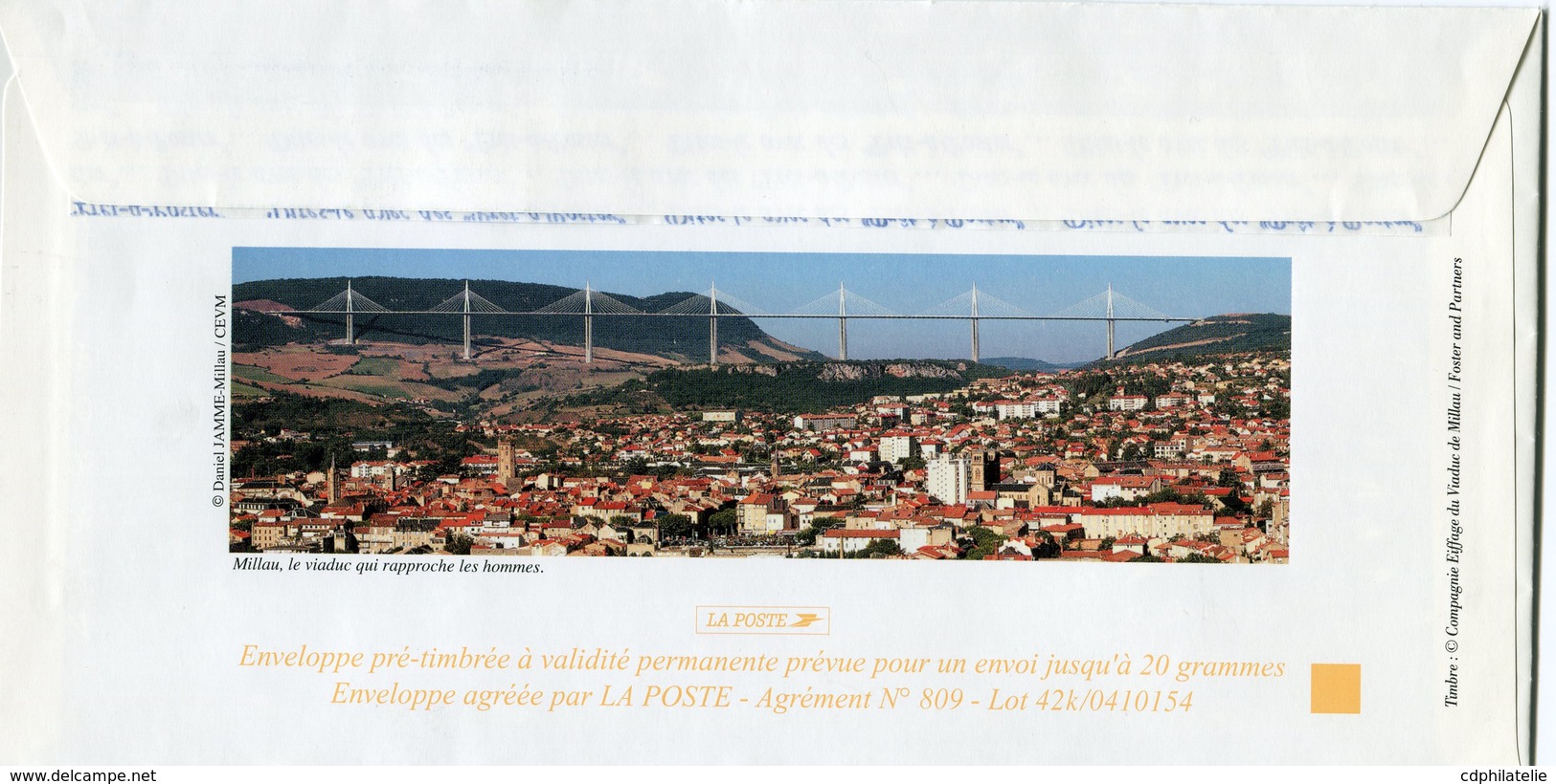 FRANCE ENVELOPPE ILLUSTREE RECTO / VERSO AGREE PAR LA POSTE LETTRE 20g. INAUGURATION DU VIADUC DE MILLAU - Private Stationery