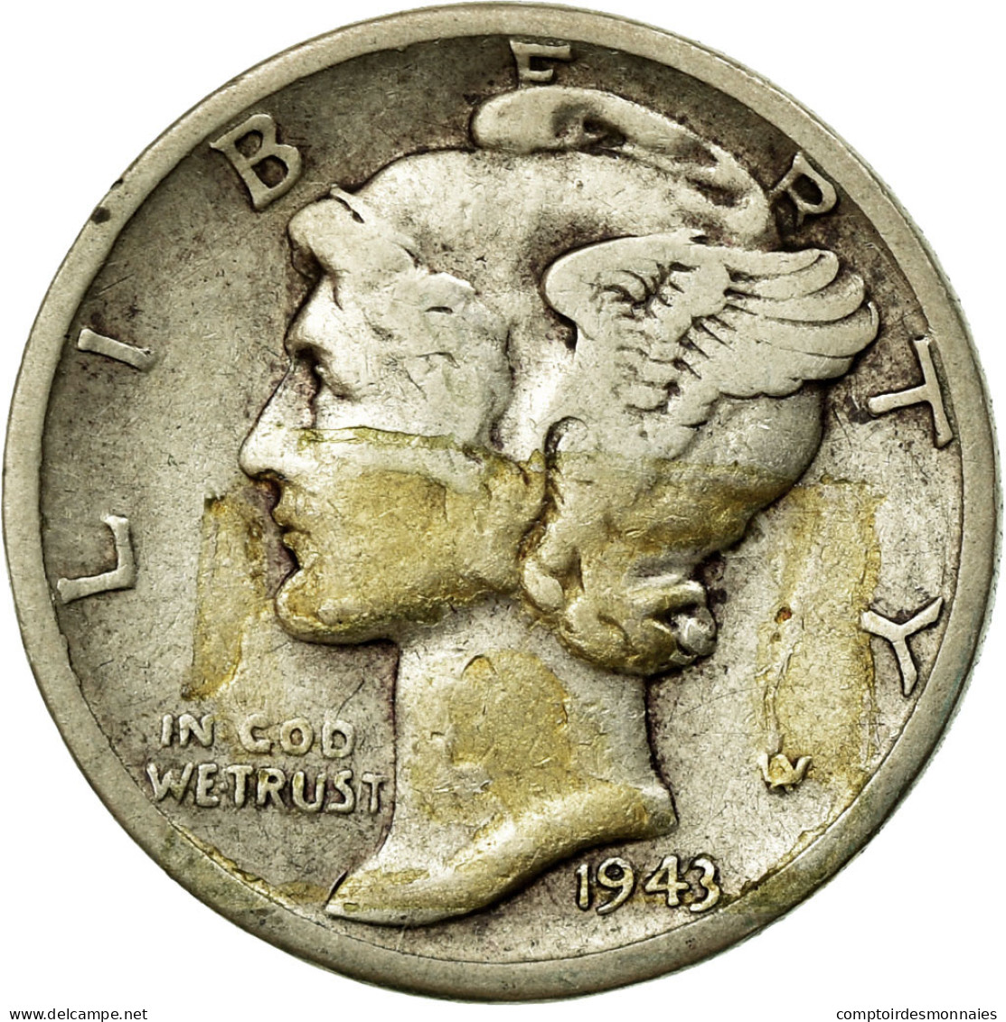 Monnaie, États-Unis, Mercury Dime, Dime, 1943, U.S. Mint, Denver, TB+, Argent - 1916-1945: Mercury (kwik)