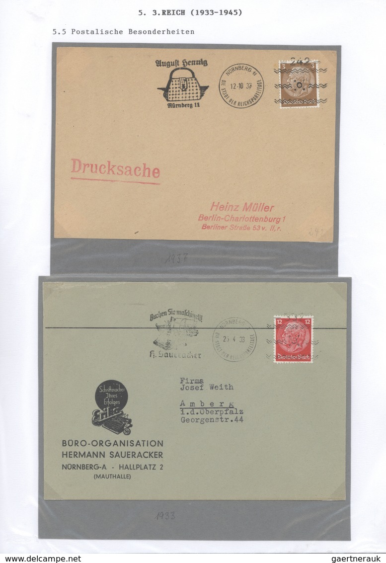 Deutsches Reich: 1933/1945, Heimatsammlung "NÜRNBERG" Mit Einigen Hundert Briefen, Karten Und Ganzsa - Collections