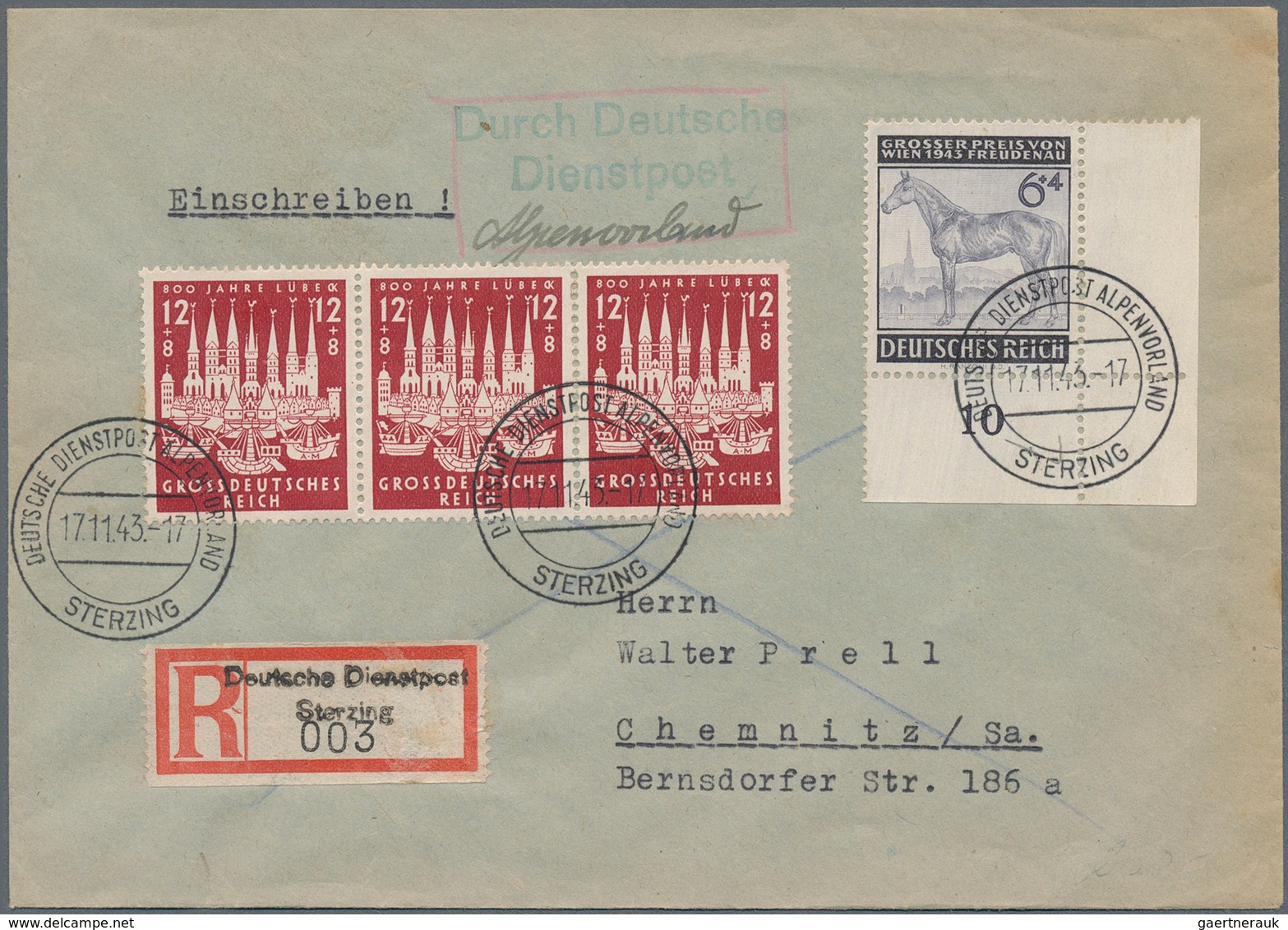 Deutsches Reich: 1943/1945, Deutsche Dienstpost Alpenvorland, Partie Mit 6 Belegen, Dabei Einschreib - Sammlungen