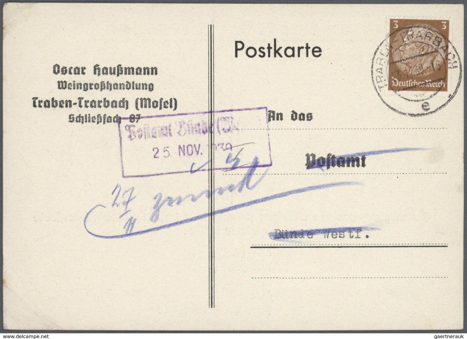 Deutsches Reich - 3. Reich: 1939/1940, Ca. 350 Anschriftenprüfungskarten Von Einem Weinhändler In Tr - Gebraucht