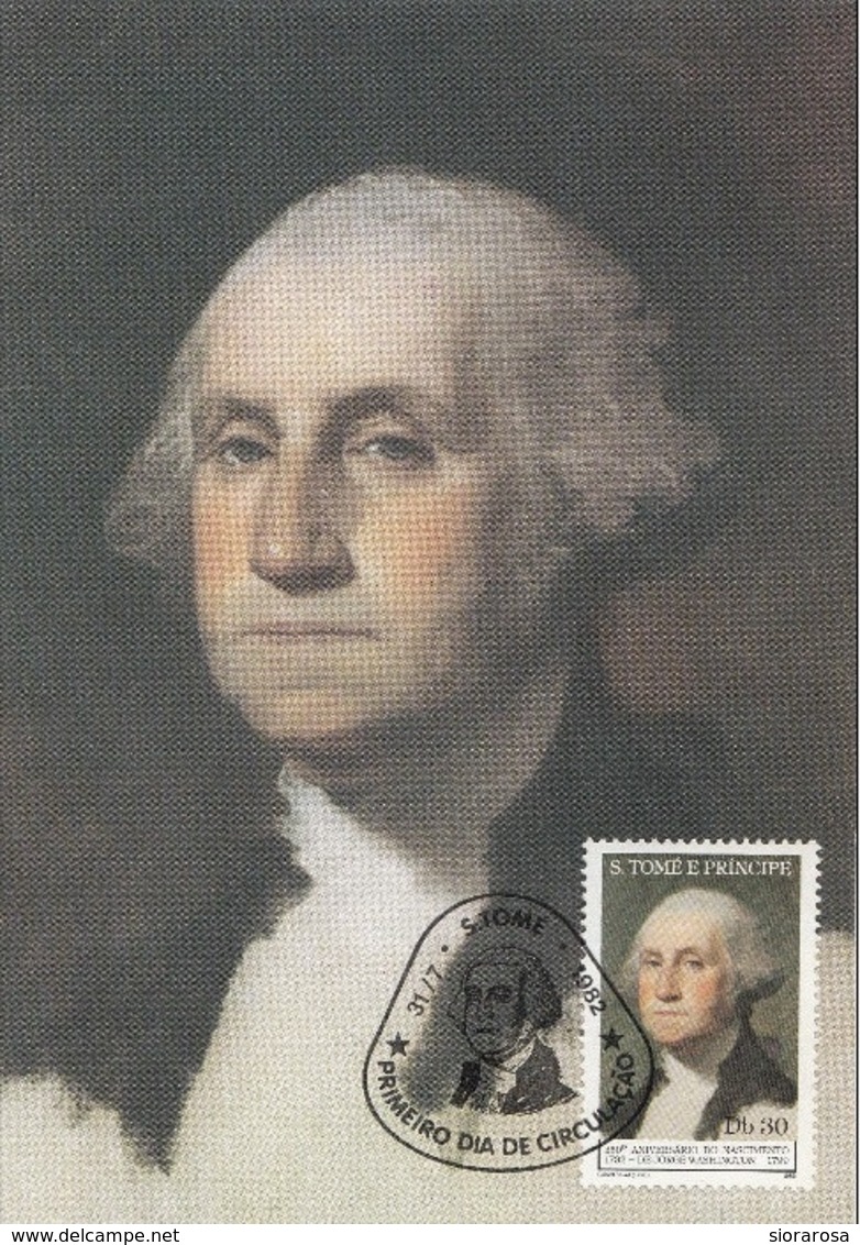 662 S. Tomè E Principe 1982 " George Washington " - Quadro Dipinto Da G. Stuart Rococo Paintings Maximum Card Maxi - George Washington