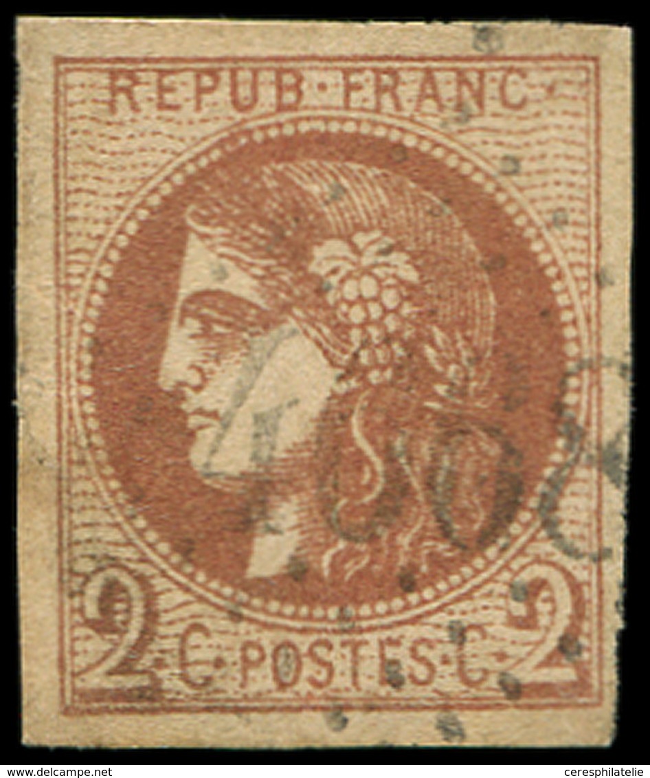 EMISSION DE BORDEAUX - 40B   2c. Brun-rouge, R II, Obl. GC, Belles Marges, TB - 1870 Bordeaux Printing