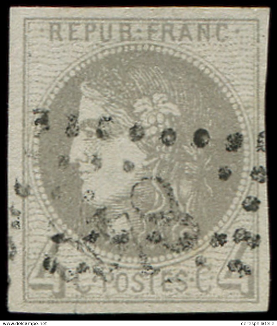 EMISSION DE BORDEAUX - 41B   4c. Gris, R II, Oblitéré GC, TB - 1870 Bordeaux Printing