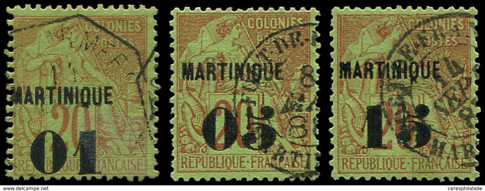 MARTINIQUE 3/5 : Type Commerce, La Série Surch. De 1888-91, Obl., TB - Otros & Sin Clasificación