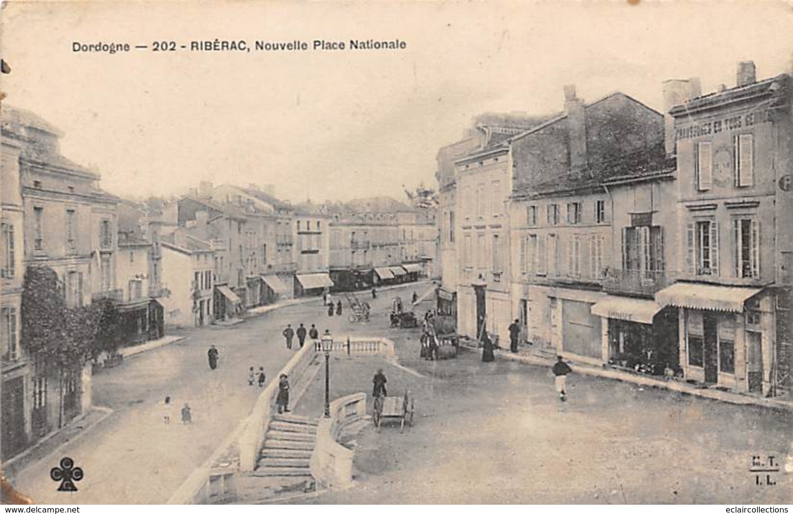 Ribérac        24       Nouvelle  Place Nationale .      Décollée     (voir Scan) - Riberac