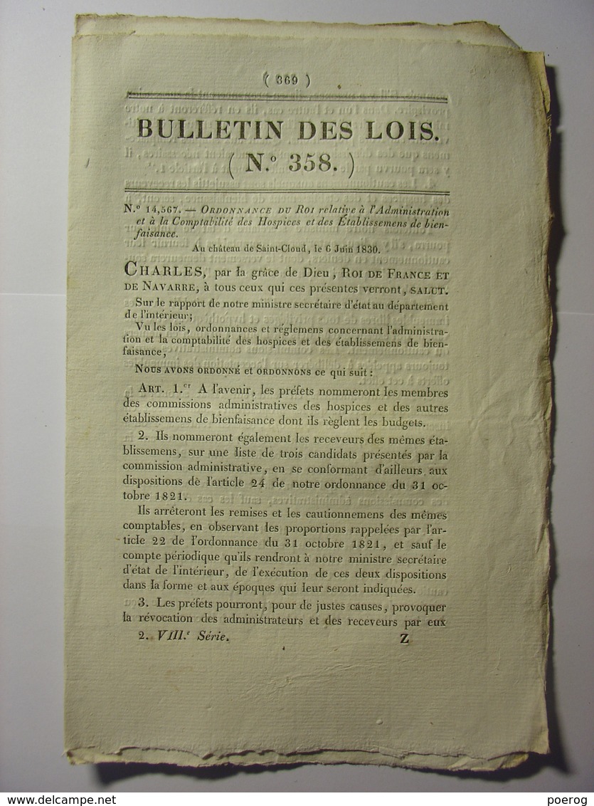 BULLETIN DE LOIS De 1830 - PRISONS MAISONS CENTRALES DE DETENTION PRISONNIERS - SOEURS DE BOURG SAINT ANDREOL ARDECHE - Décrets & Lois