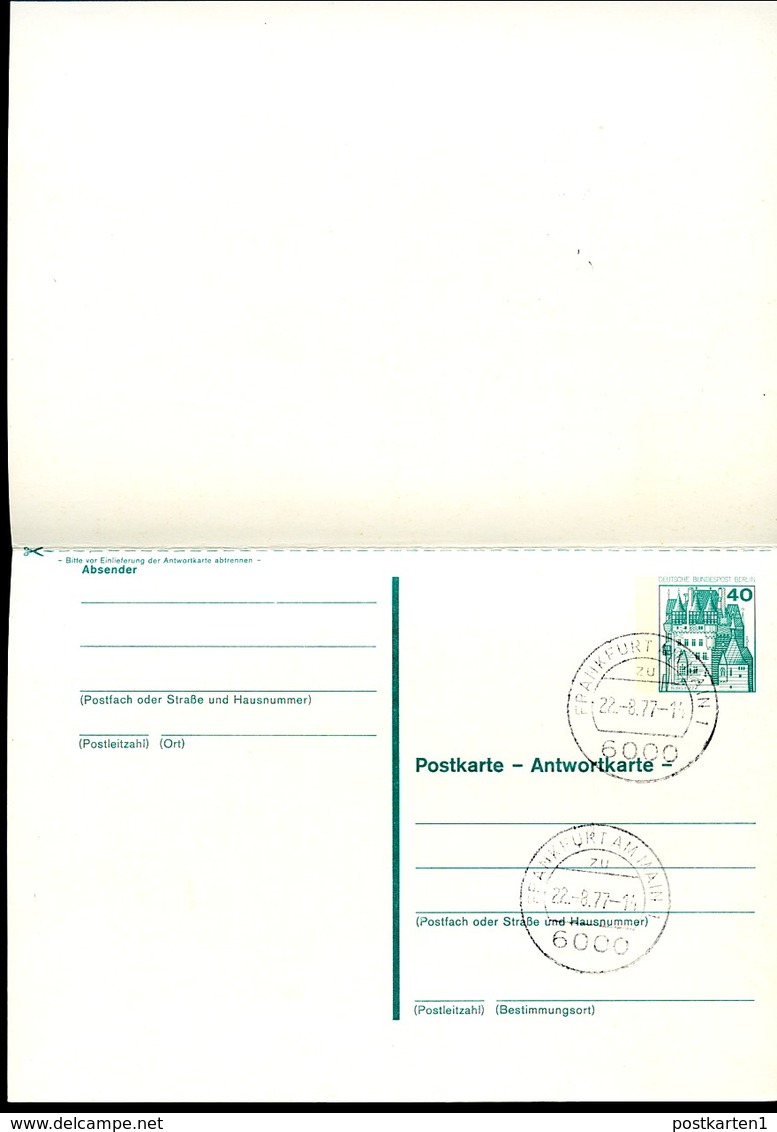 Berlin P107 Postarte Mit Antwort Stpl. Frankfurt 22.8.1977 - Privatpostkarten - Gebraucht