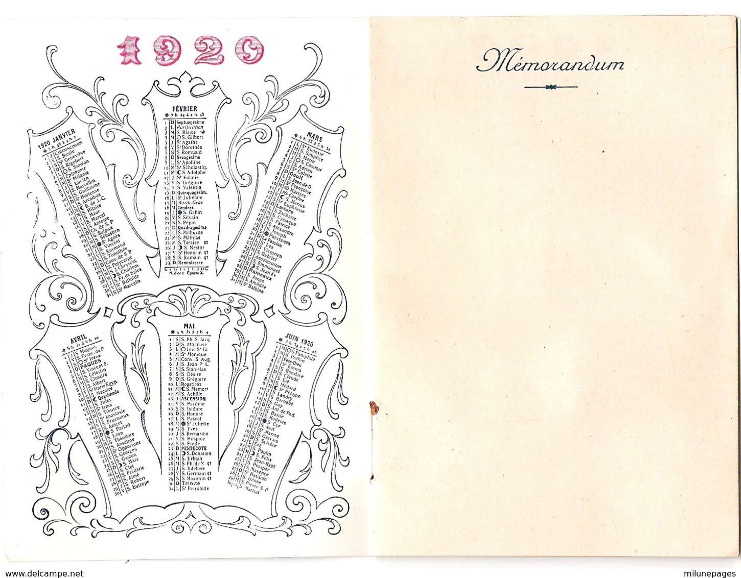 Superbe Carnet Calendrier 1920 Du Grand Bazar De Lyon Illustration Leroy Les 2 Amis Salon De Paris 1919 - Small : 1901-20