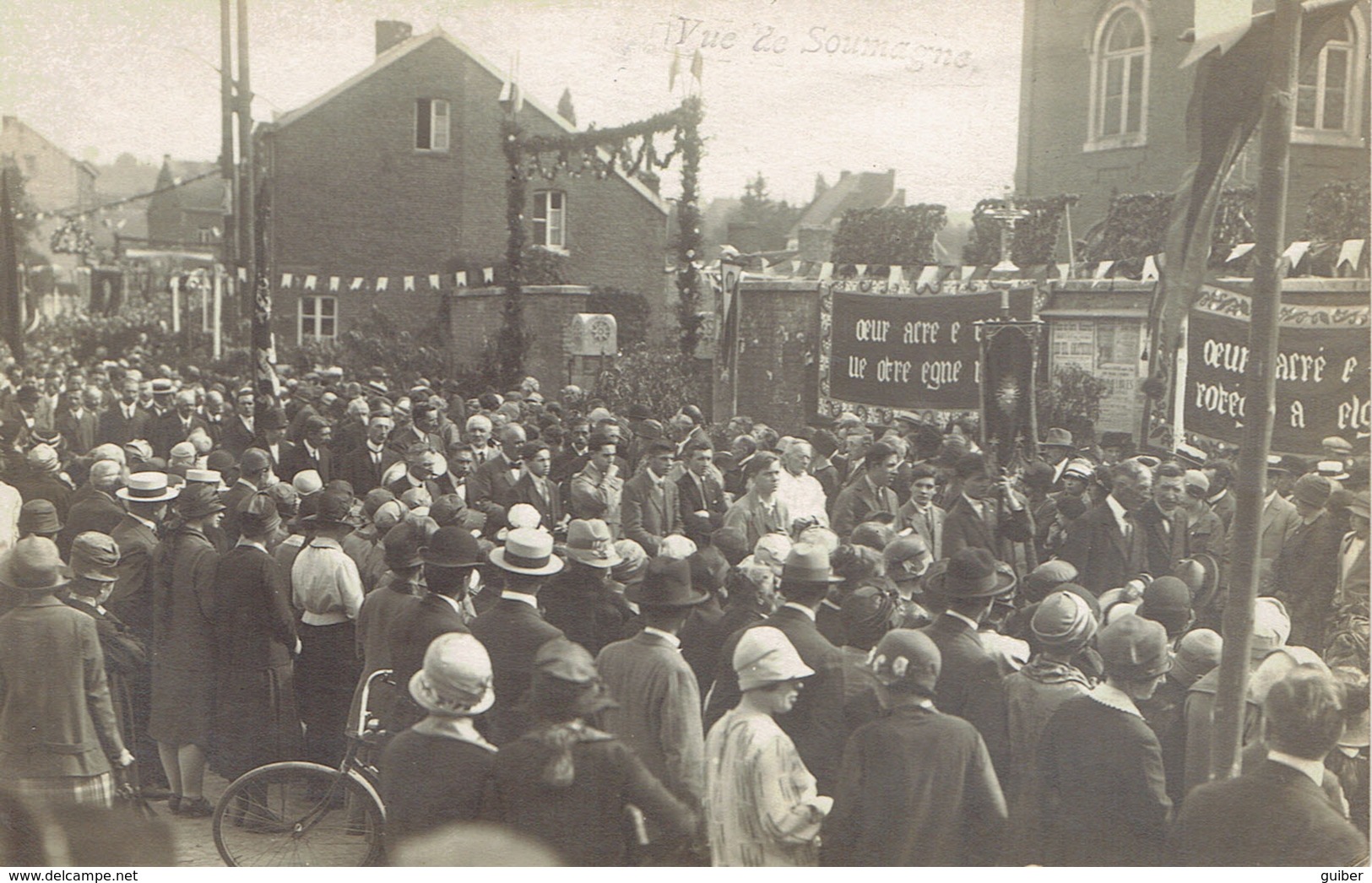 Vue De Soumagne Carte Photo (pierre Rahier) Banniere Procession 1927 - Soumagne