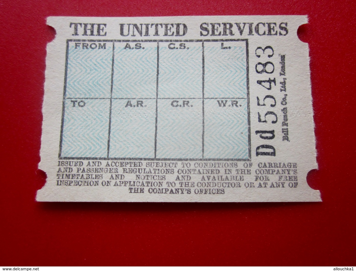 TRANSPORT UNITED SERVICES (California Transport Compa-Titre De Transport Billet Ticket-Tramway,Bus,Autobus,Railway,Métro - Mondo