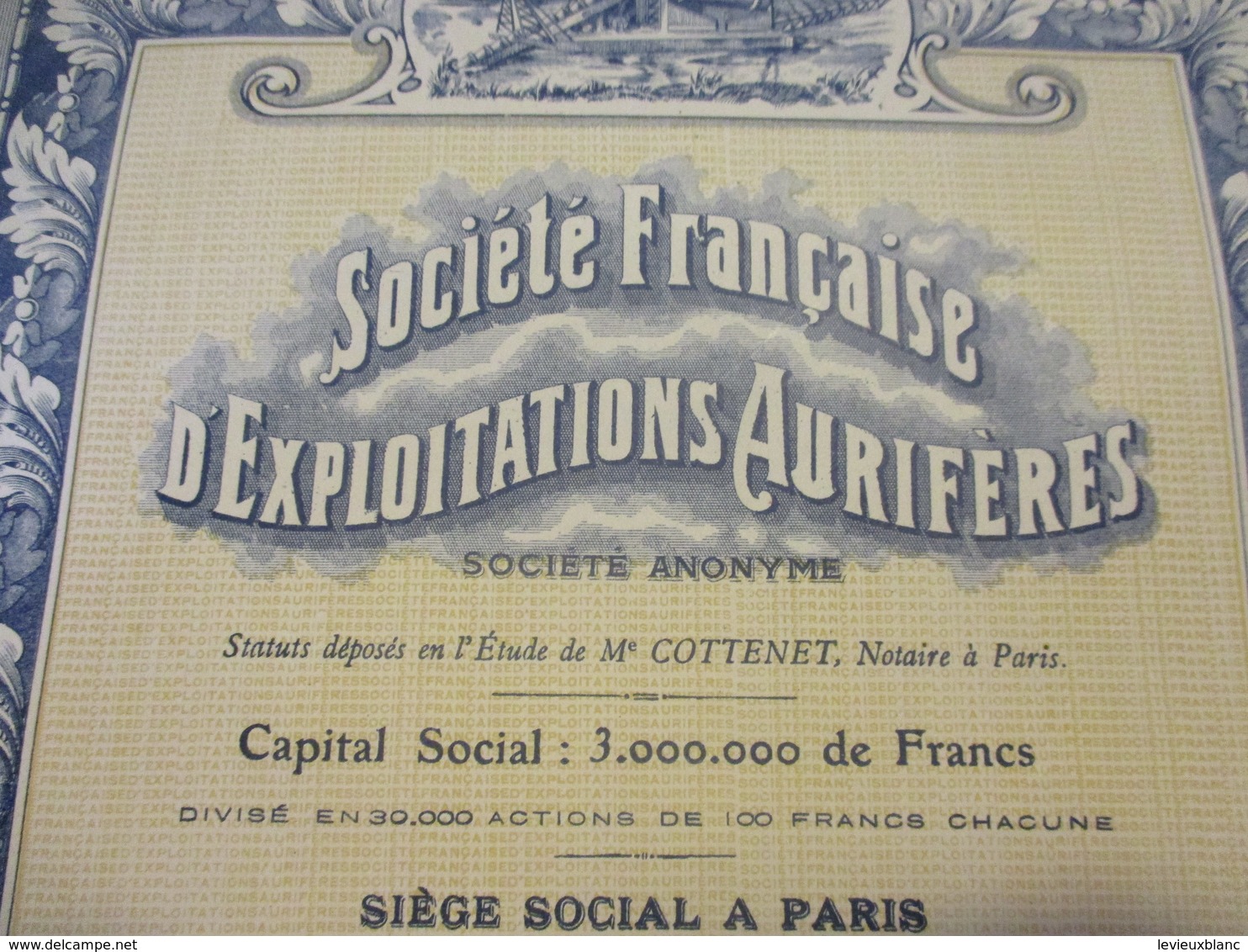 Action  De 100 Francs Au Porteur Entièrement Libérée/Société Française D'Exploitations Auriféres /Paris /1926    ACT223 - Bergbau