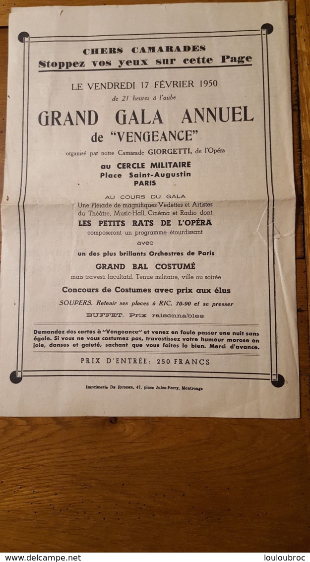 RESISTANCE LE COMBATTANT DE L'IDEAL LES ANCIENS DE VENGEANCE 2 FEUILLETS 1950 AVEC RESISTANTS NOMMES - Historische Dokumente