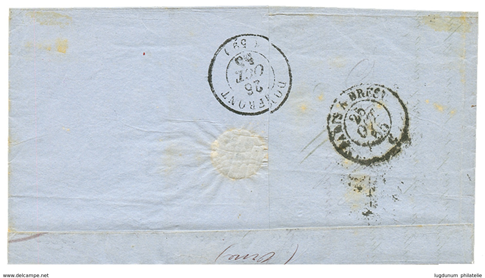 1855 20c(n°14) Obl. Roulette D' ETOILES + PARIS 12 (60) Sur Lettre. Cote 225€. Superbe Qualité. - 1853-1860 Napoléon III