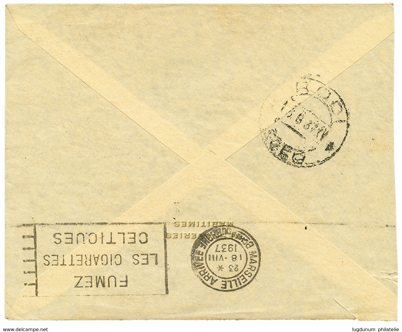 1937 5c(x2) + 10c+ 15c+ 30c Obl. PAQUEBOT LAMARTINE Sur Enveloppe De RHODES Pour MARSEILLE. TTB. - Correo Marítimo