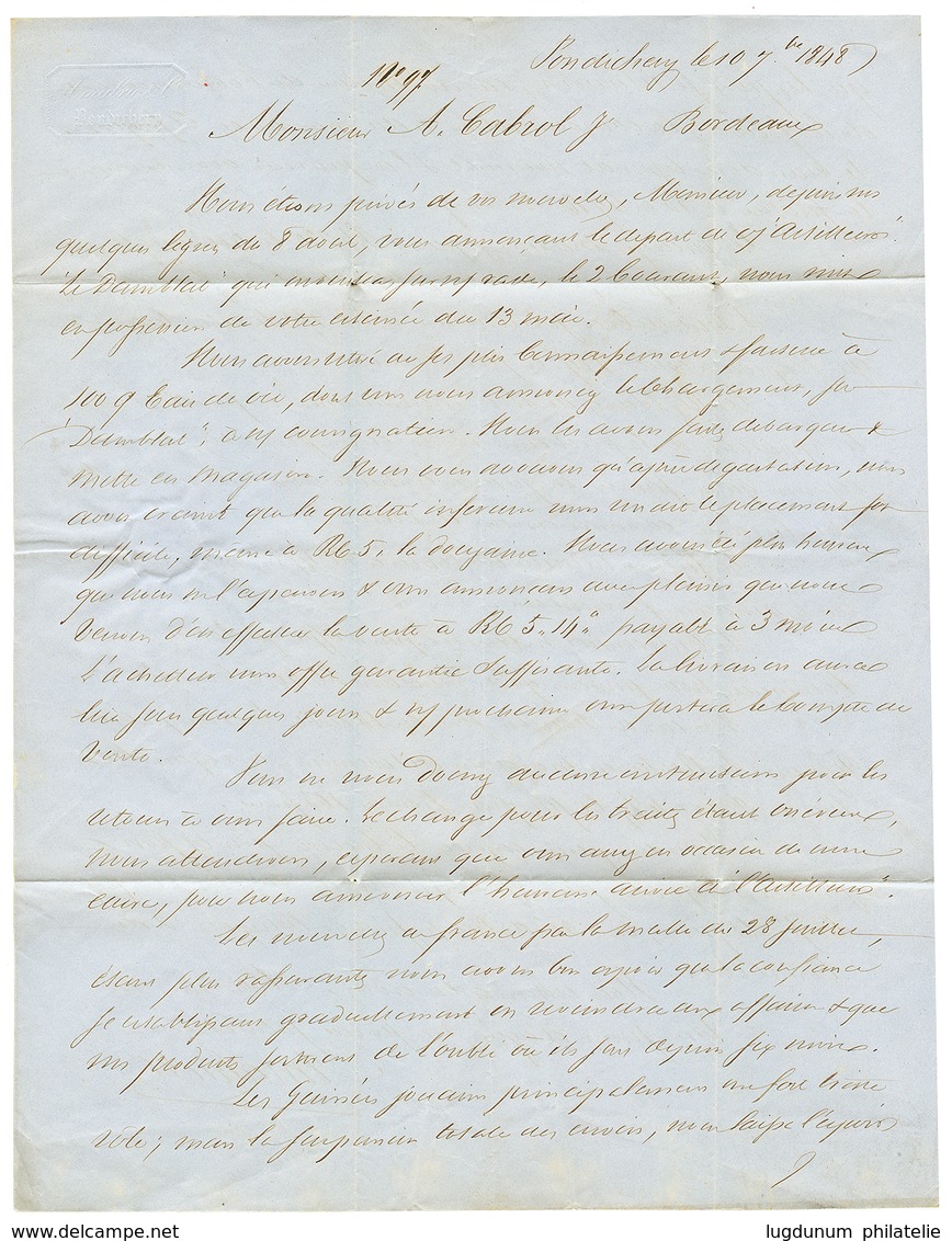 1848 PONDICHERY/Paid + Taxe 19 + INDIA PAID Sur Lettre Avec Texte De PONDICHERY Pour BORDEAUX. TB. - Autres & Non Classés