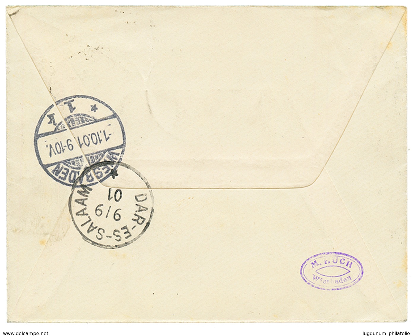 1901 10pf + 20pf Canc. BAGAMOYO On REGISTERED Envelope To WIESBADEN Superb. - Duits-Oost-Afrika