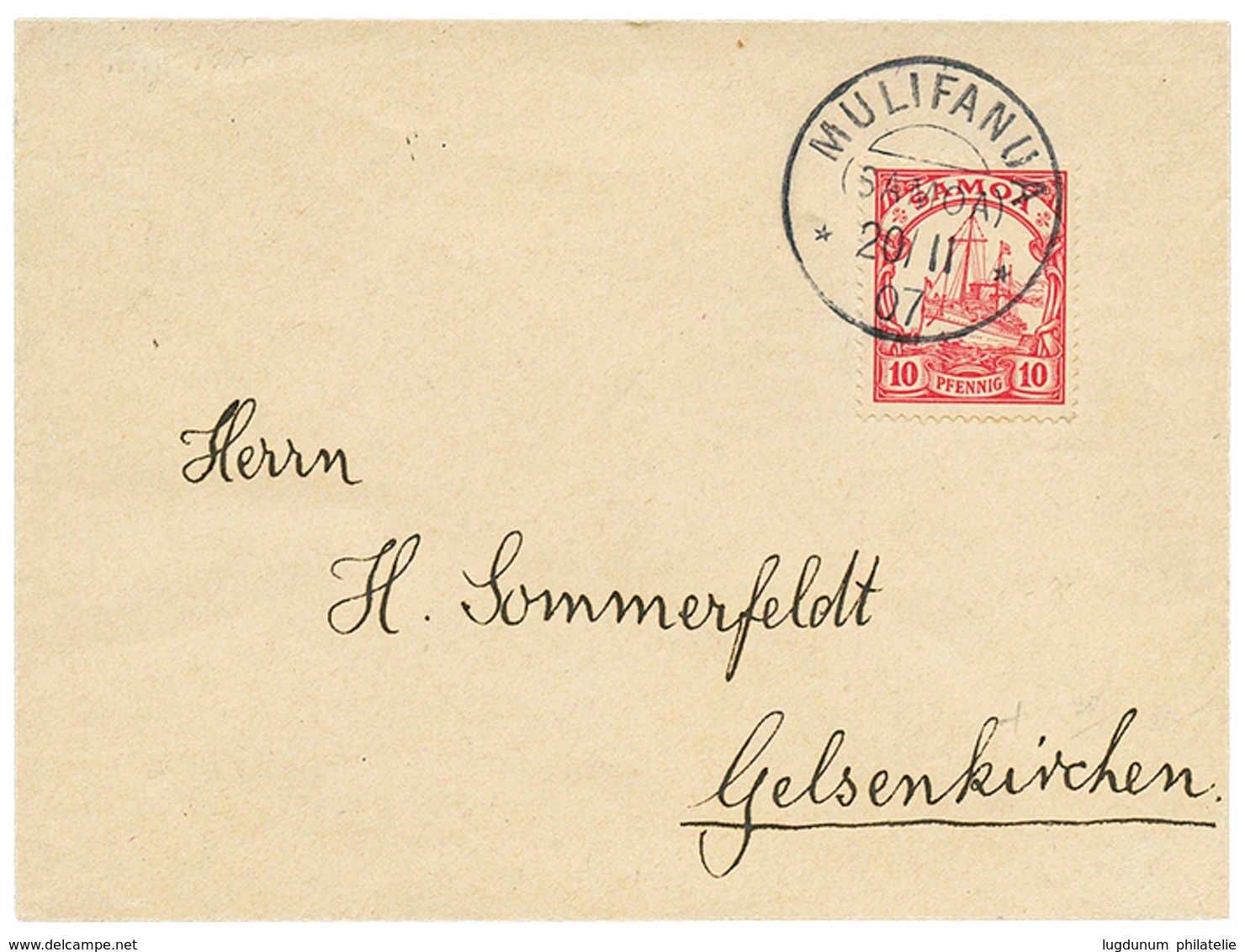 "MULIFANUA" : 1907 10pf Canc. MULIFANUA On Envelope To GERMANY. Superb. - Samoa