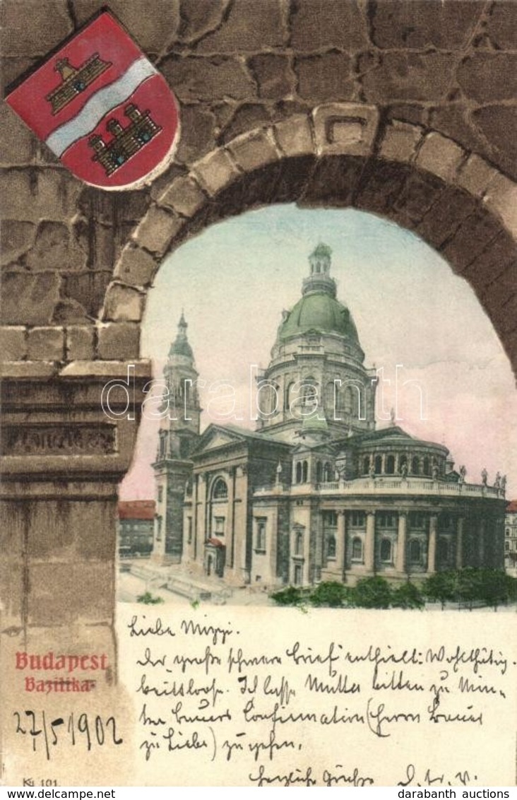 T2 1902 Budapest V. Bazilika. Címeres Litho Keret - Ohne Zuordnung