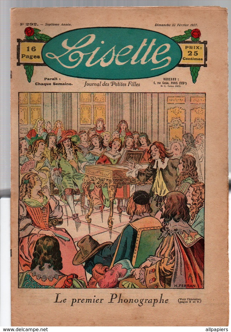 Lisette N°292 L'agneau Orphelin - La Belle Poupée - Le Premier Phonographe - Pour Le Sport En Tricot De 1927 - Lisette