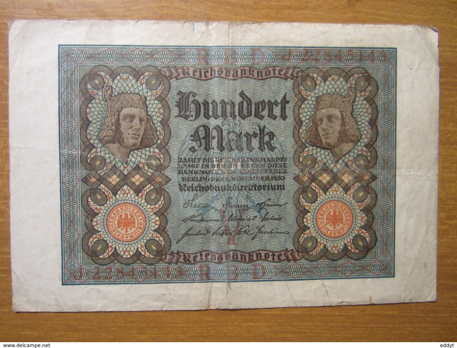 · Billet, Allemagne, 100 Mark  -  Ft: 16 X 10,5 Cm - 1920, - Reichsschuldenverwaltung