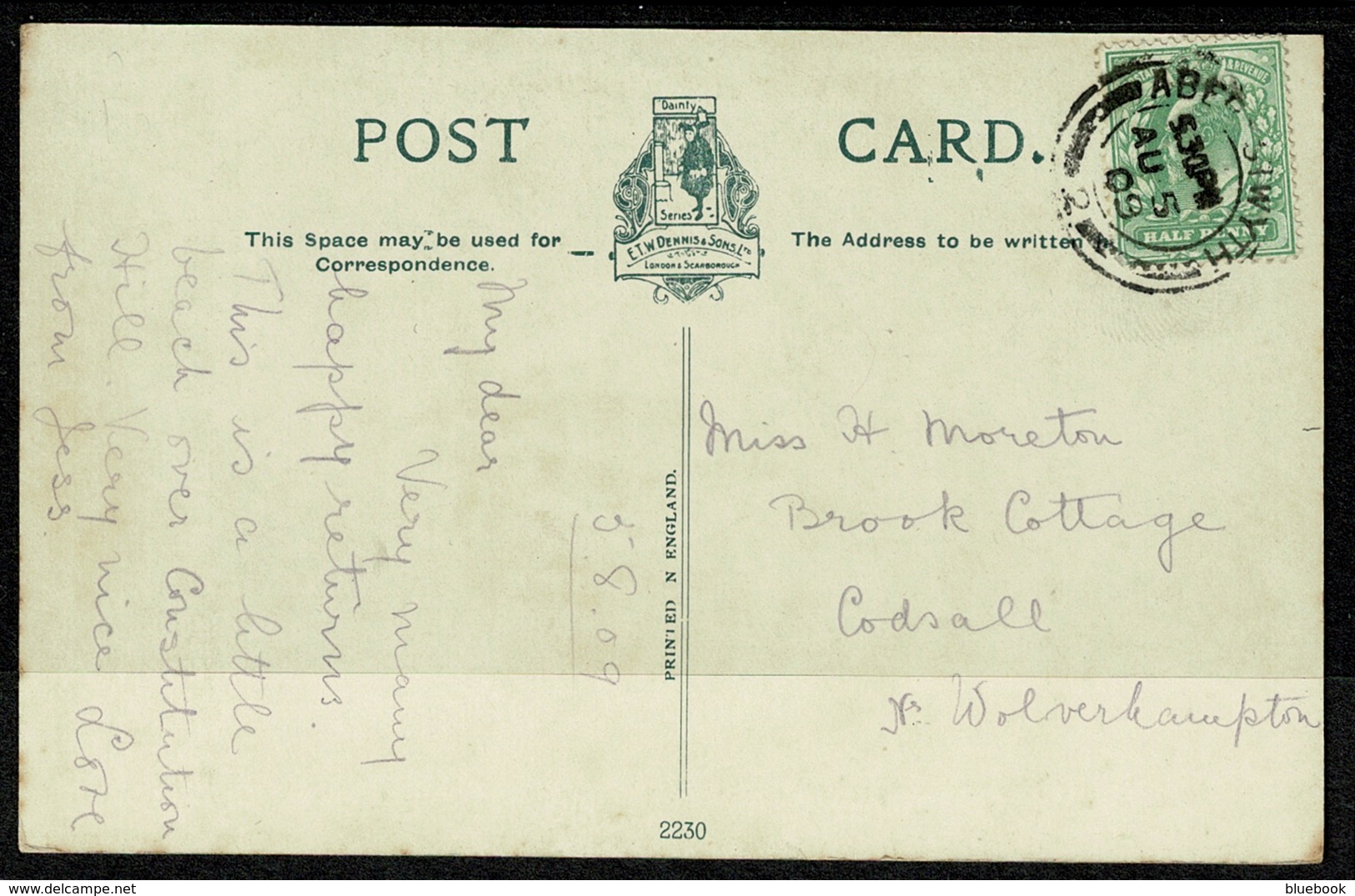 Ref 1277 - 1909 Postcard - Clarach Aberystwyth - Cardinganshire Wales - Cardiganshire