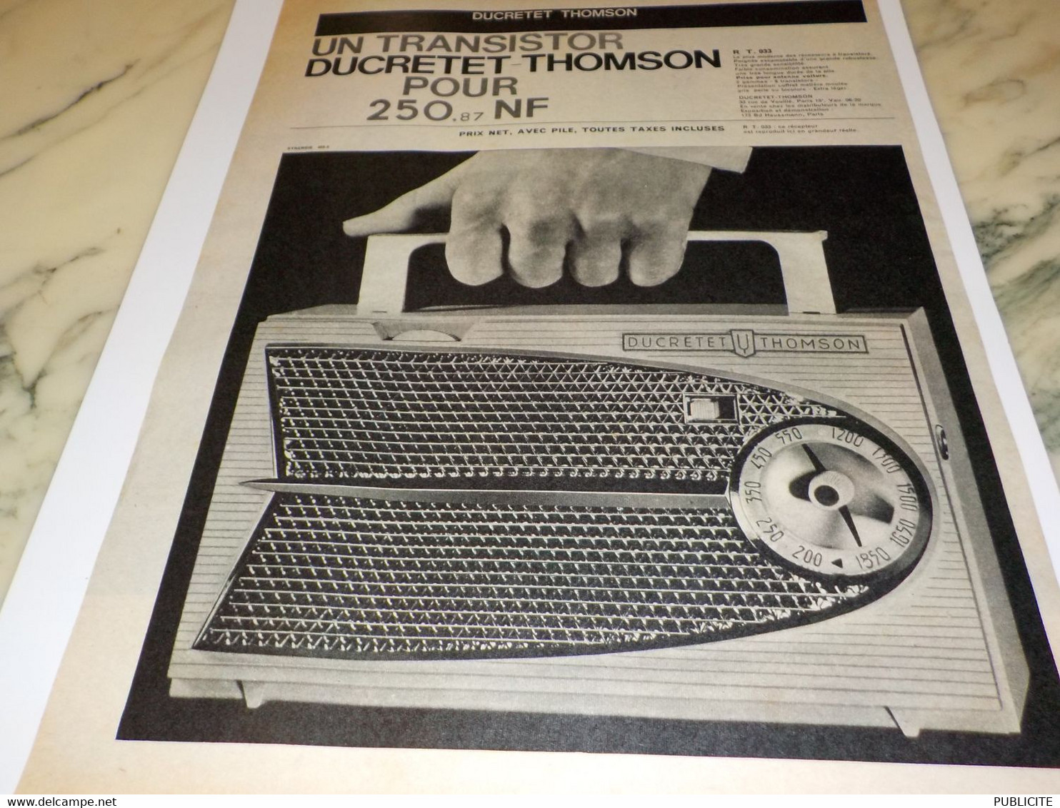 ANCIENNE PUBLICITE TRANSISTOR DUCRETET THOMSON  1960 - Other & Unclassified