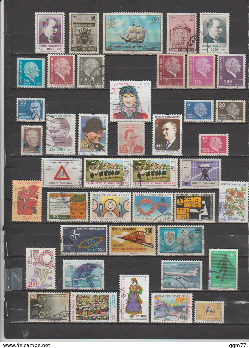 42 TIMBRES TURQUIE OBLITERES & NEUFS** & * + SANS GOMME - Oblitérés