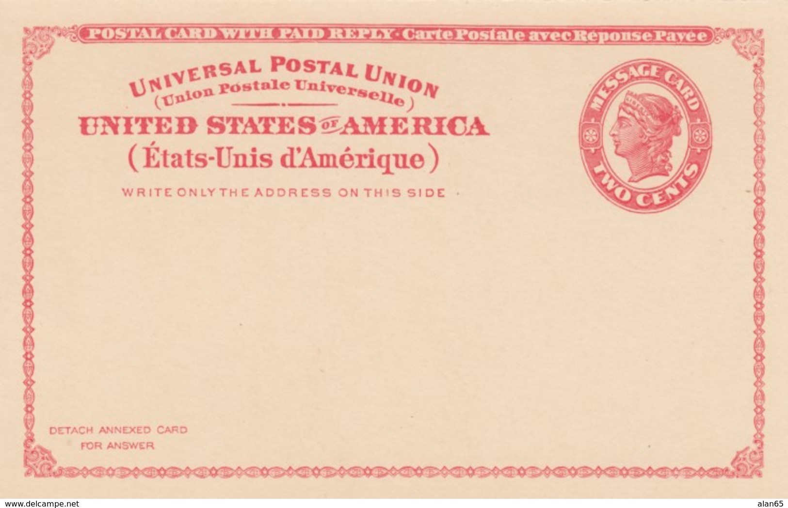 Sc#UY11 Unused Postal Stationery Reply Card Attached 2c+2c 1924 Issue - 1921-40