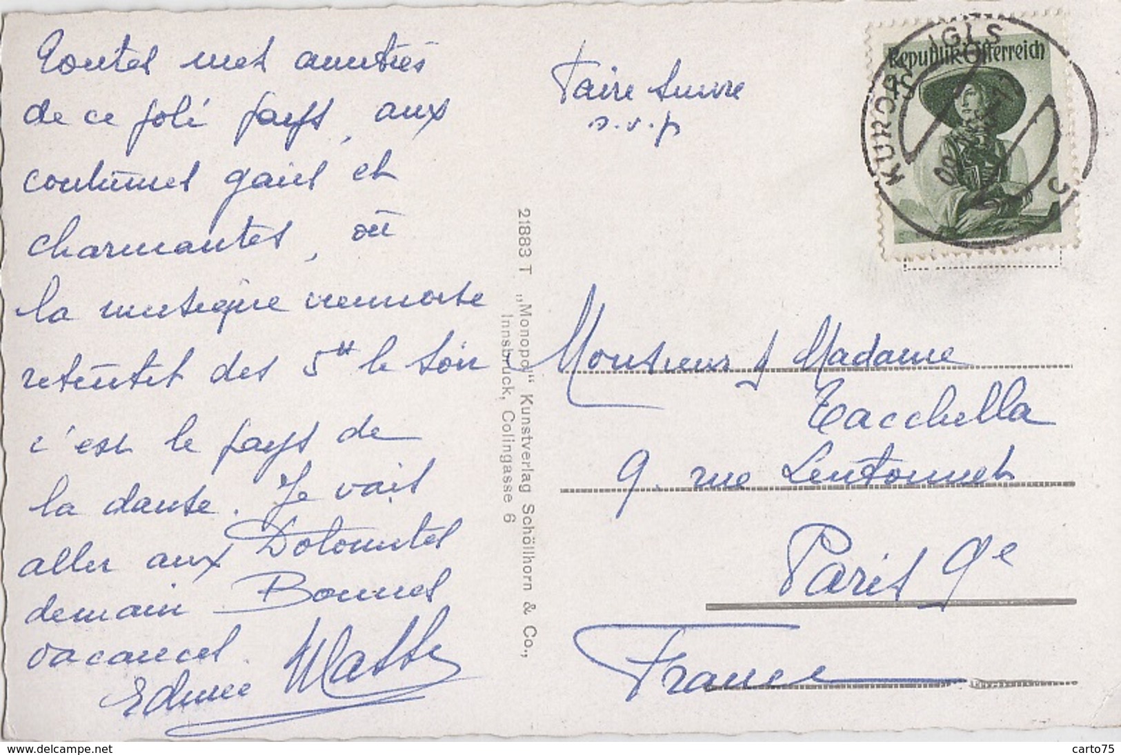 Autriche - Igls - Tirol - Postmarked 1956 - Igls