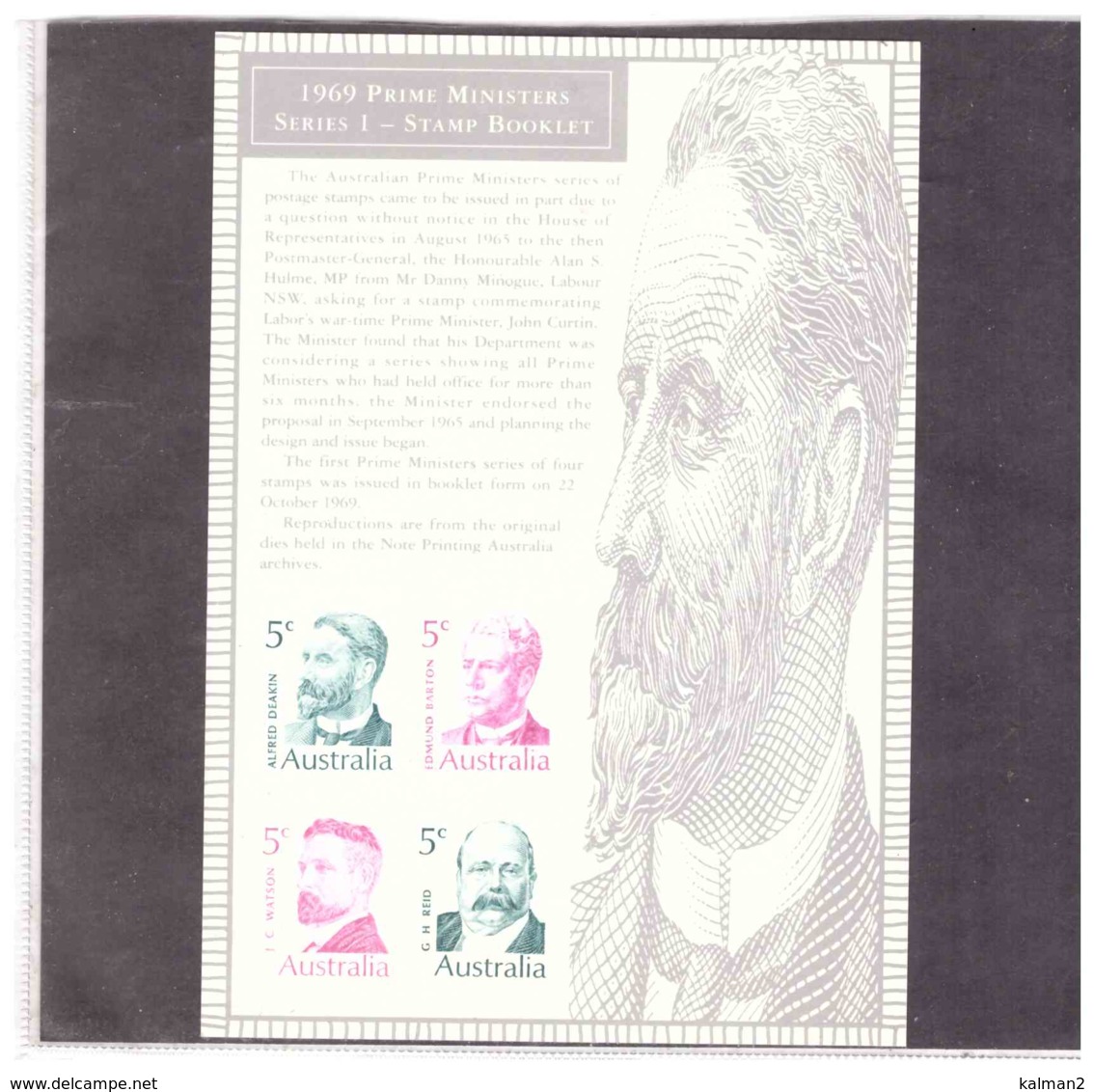 STAMP REPLICA CARD NO. 32   - 11.8.1994     /   1969  PRIME MINISTERS - Essais & Réimpressions