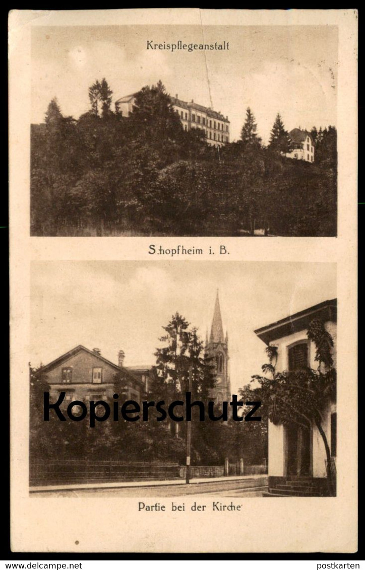 ALTE POSTKARTE SCHOPFHEIM KREISPFLEGEANSTALT PARTIE BEI DER KIRCHE Ansichtskarte AK Postcard Cpa - Schopfheim