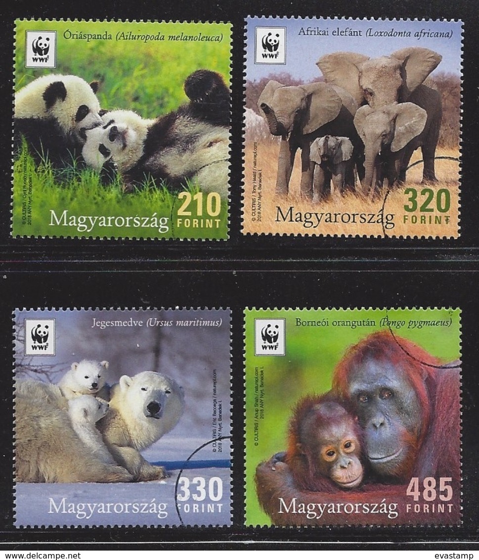 HUNGARY - 2018. WWF Hungary - Iconic Animals Of The Earth / Giant Panda,Elephant,Orangutan,Polar Bear  USED!!! - Gebruikt