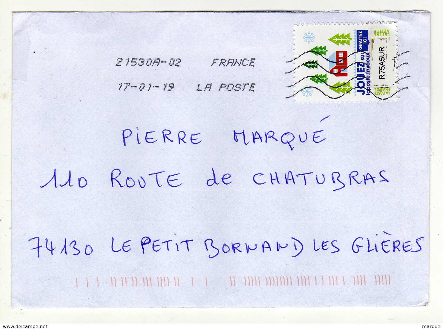Enveloppe FRANCE Oblitération LA POSTE 39376A-01 01/02/2019